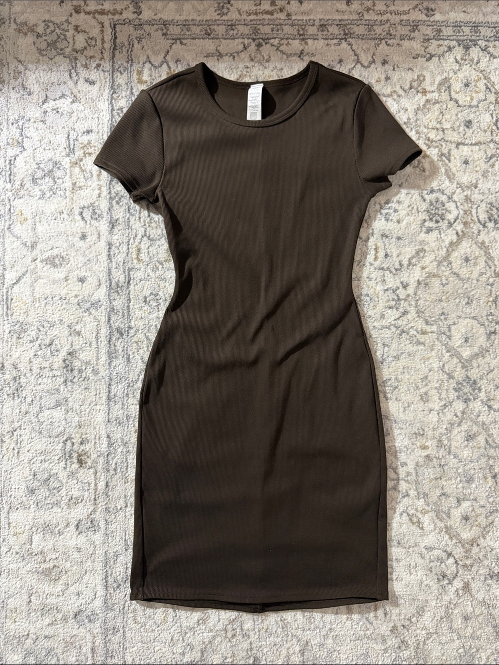 ALO Yoga Short-Sleeve Mini Dress in Dark Brown